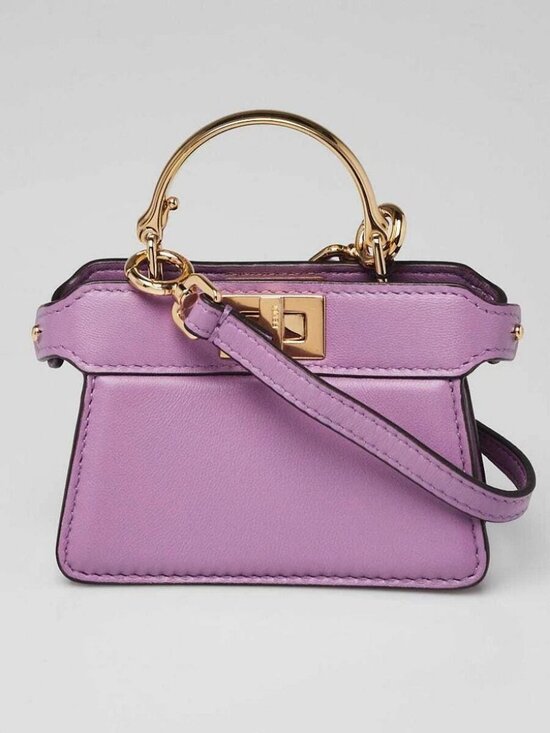 Fendi Handbags - Fendi Purple Smooth Leather Nano Peekaboo Maxi Handle Bag